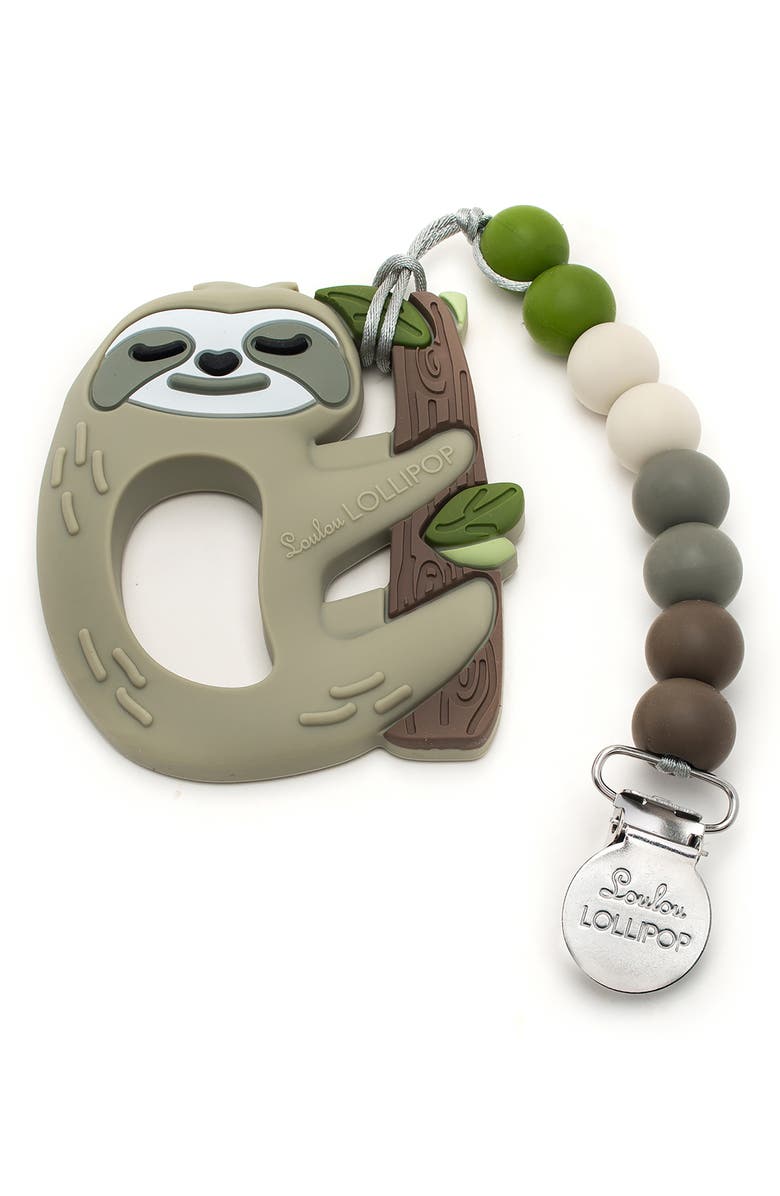 Loulou Lollipop Sloth Teething Toy & Holder, Main, color, 