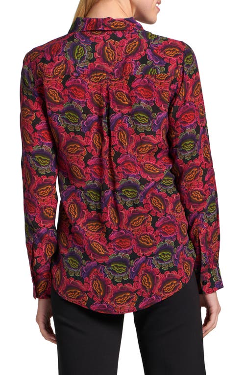 Apny Abstract Print Roll Tab Sleeve Chiffon Button-up Shirt In Multi