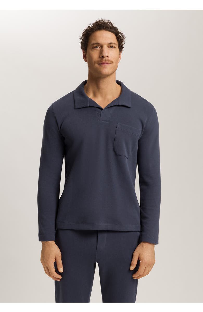 Hanro Travelwear Cotton Polo Collar Pullover, Alternate, color, Ombre Blue