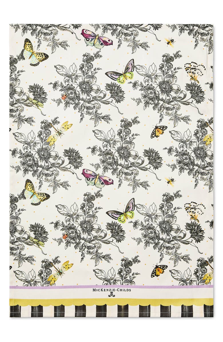 MACKENZIE CHILDS Butterfly Toile Print Dish Towel, Alternate, color, White