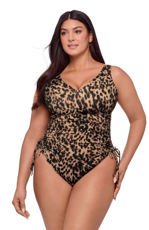 Smoothing and Sculpting Adjustable Low Cinched One-Piece Swimsuit