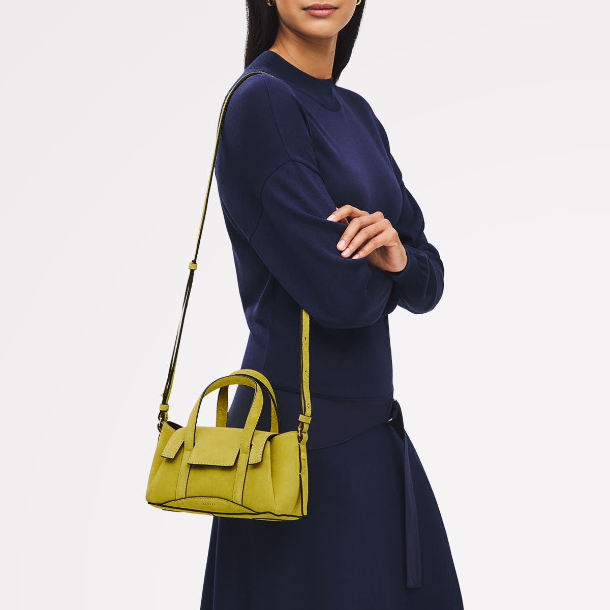 Radley The Chancery - Suede Small Flapover Satchel Bag, Alternate, color, Limoncello