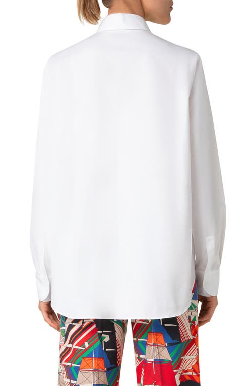 Akris Punto Long Sleeve Cotton Poplin Tunic Top In Cream