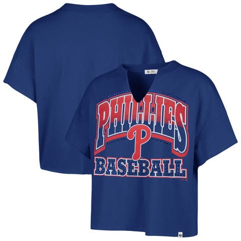 Women's '47  Royal Philadelphia Phillies Plus Size Win Big Oversized Notch-Neck T-Shirt