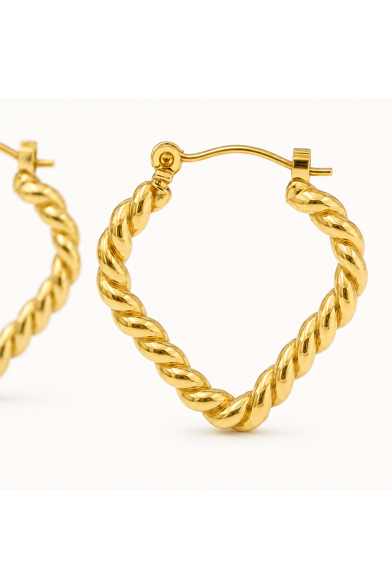 18K Yellow Gold Plated Twisted-Rope Heart Hoop Earrings, Alternate, color, Gold