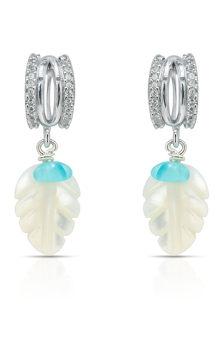 LA MENO Sea Mist Mother-of-Pearl Drop Earrings, Main, color, 
