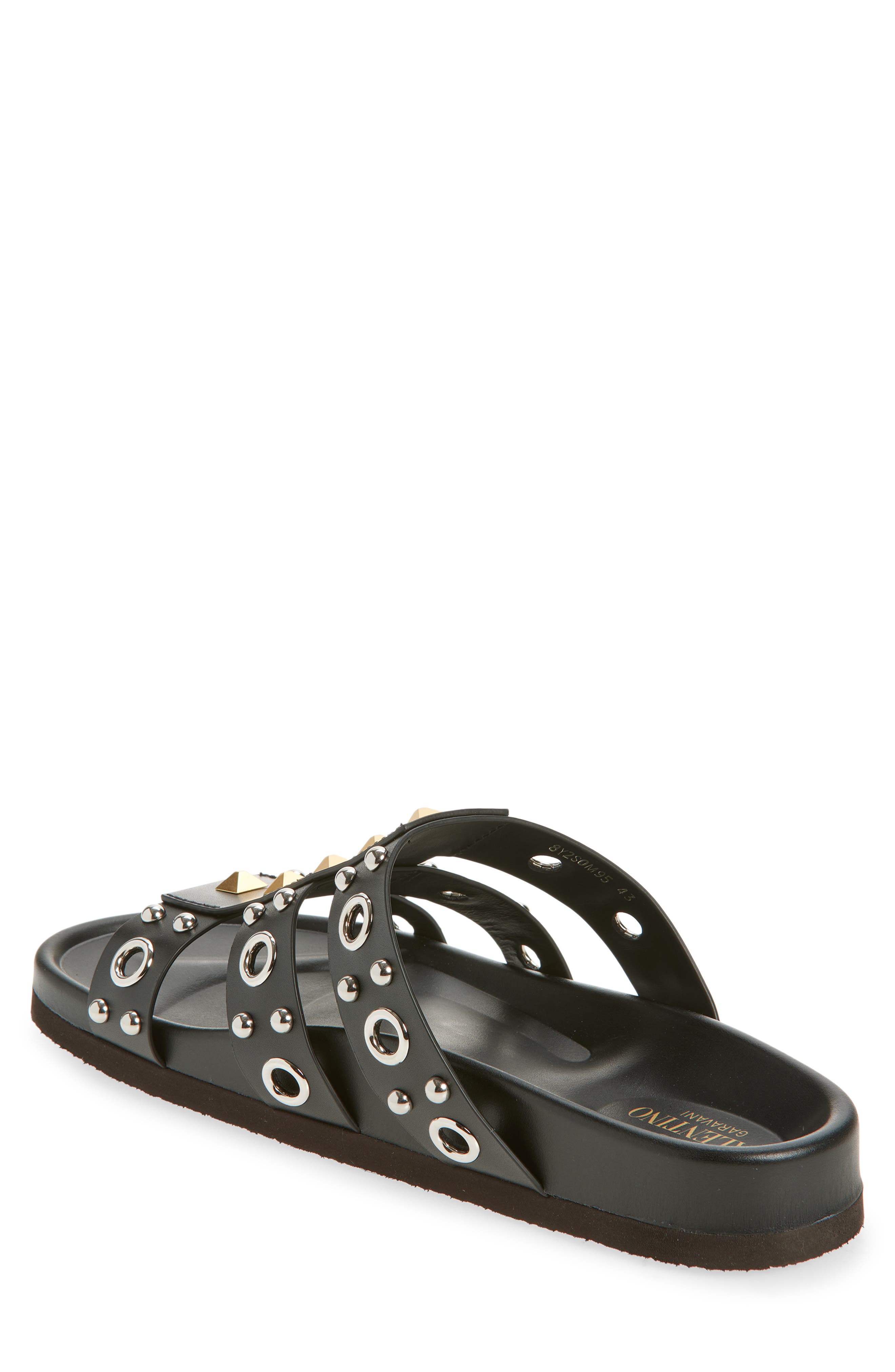 Valentino Garavani Rockstud Slide Sandal, Alternate, color, Black