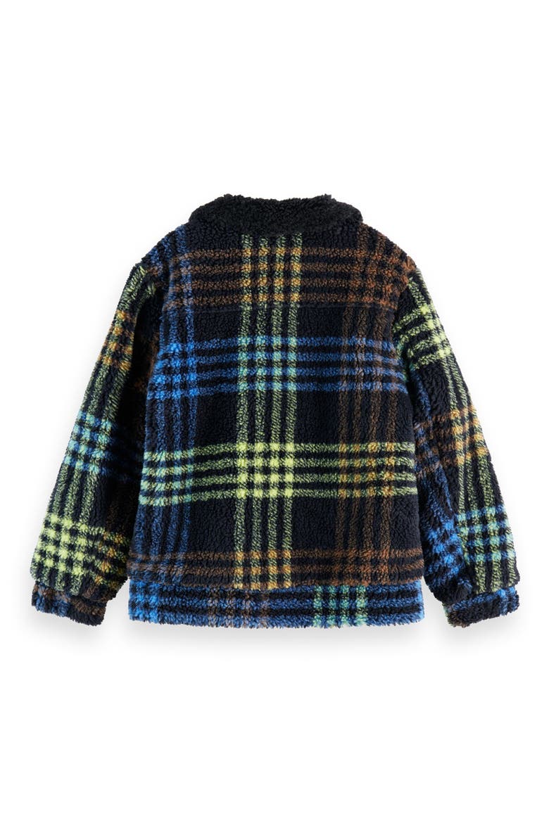 Kids' Plaid Teddy Fleece Trucker Jacket, Alternate, color, SKY CAPTAIN/ MUSTANG