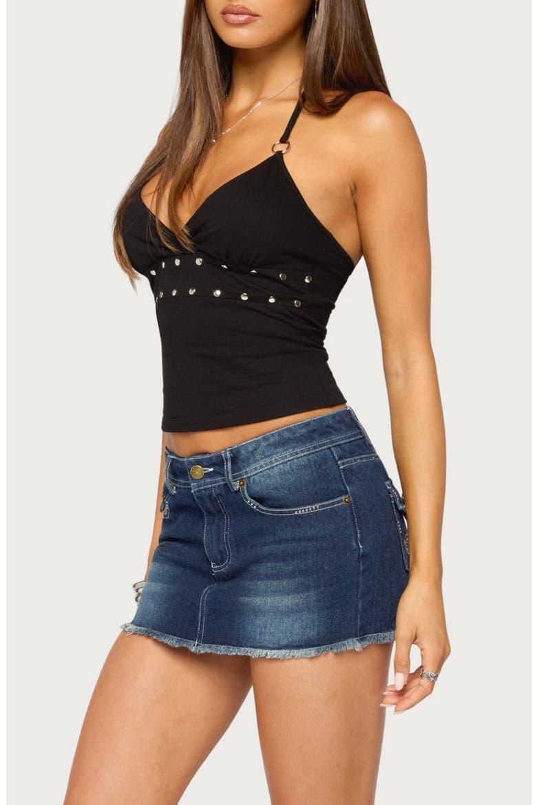 Kairy Studded Halter Top, Alternate, color, BLACK