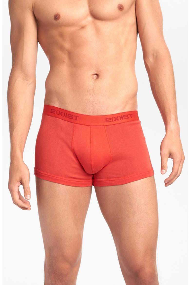 3-Pack Cotton No Show Trunks, Alternate, color, BLACK/ CHARCOAL/ RED