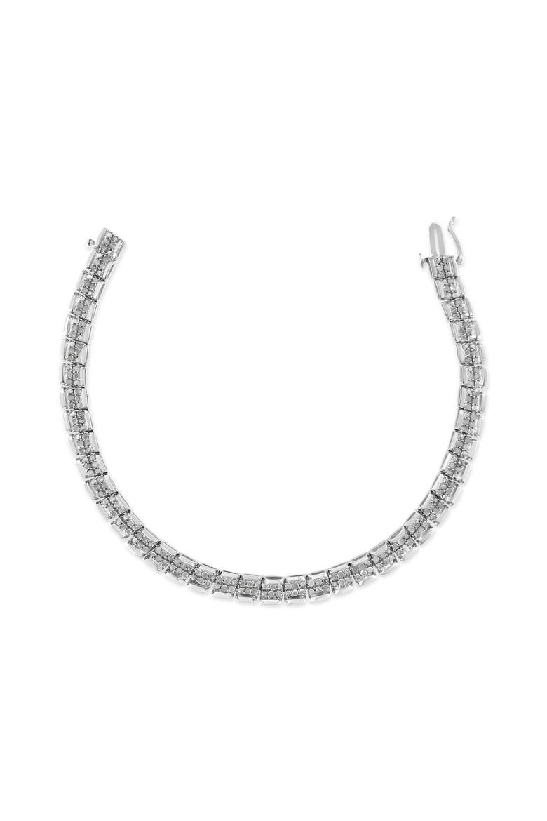 Silver 2.0 Cttw Diamond Round Miracle Plate Link Bracelet, Alternate, color, White