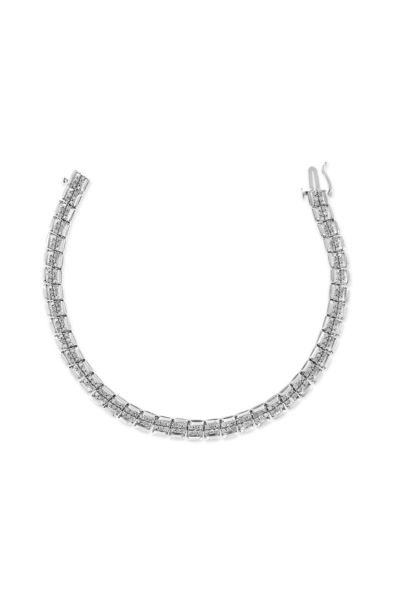 Haus of Brilliance Silver 2.0 Cttw Diamond Round Miracle Plate Link Bracelet, Alternate, color, White