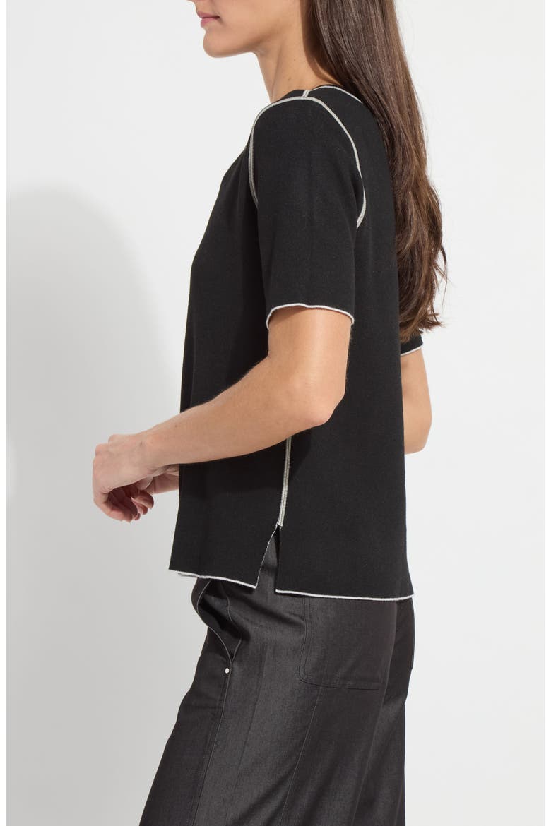 Odessa Reversible Short Sleeve Sweater, Alternate, color, BLACK/ PEARL GREY MELANGE