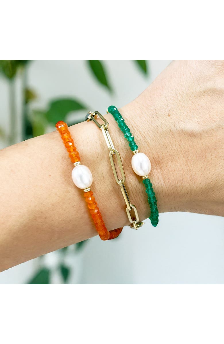 The Lovery Fine Jewelry Green Onyx Bead Pearl Bracelet, Alternate, color, Green Onyx