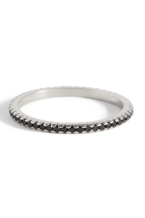 Mint & Lily Black Diamond Eternity Stacking Ring In Silver