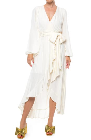 Meghan La Meadow Long Sleeve Midi Dress In Ivory