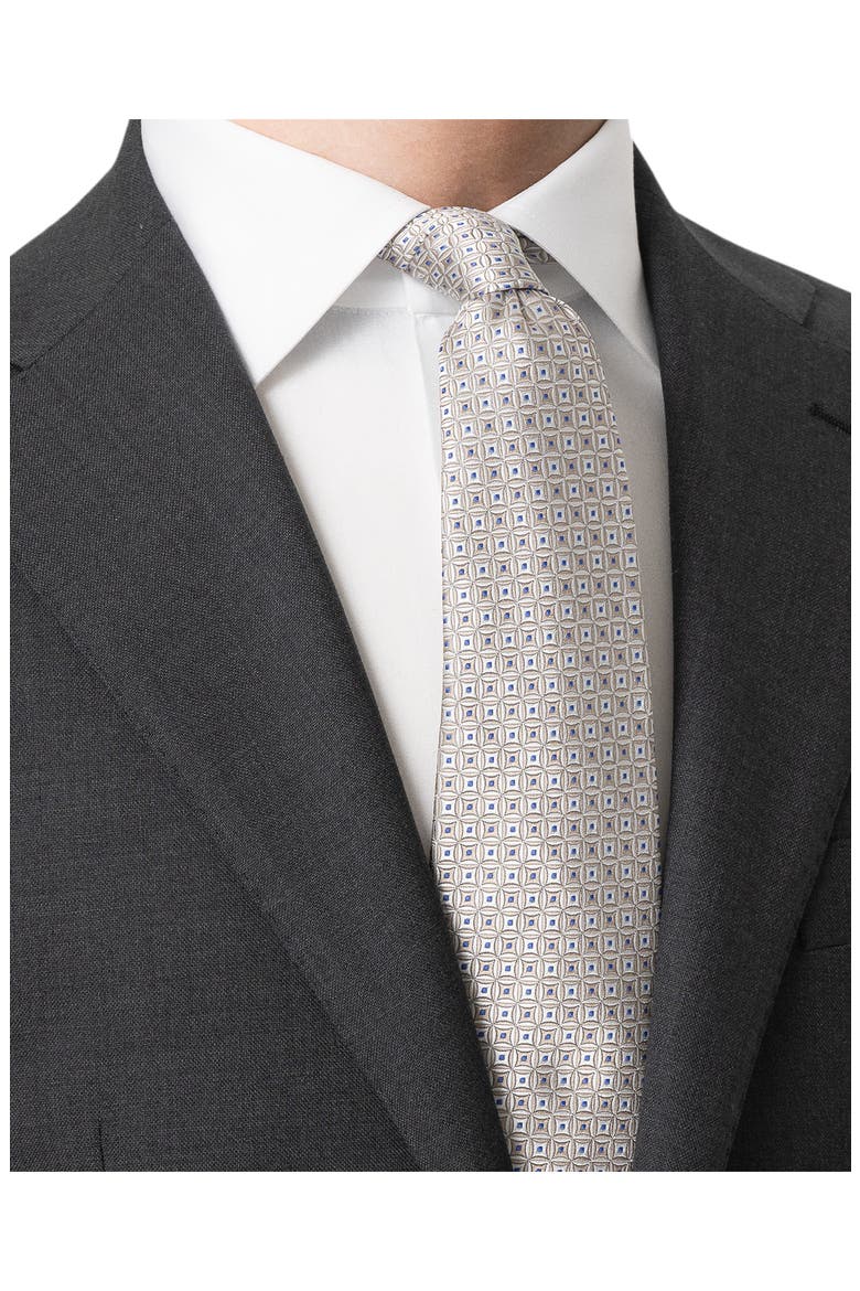 Geometric Silk Jacquard Tie, Alternate, color, LIGHT GREY