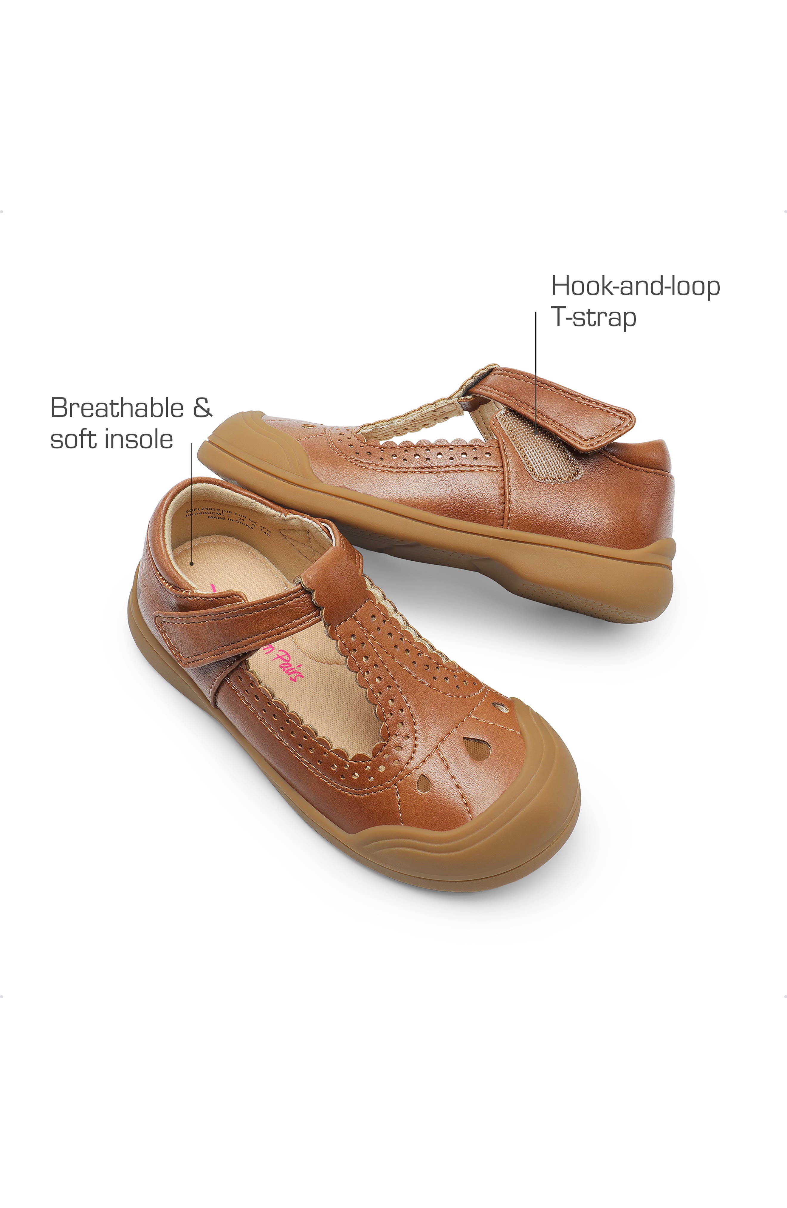 DREAM PAIRS Kids' T-Strap Flat, Alternate, color, Brown