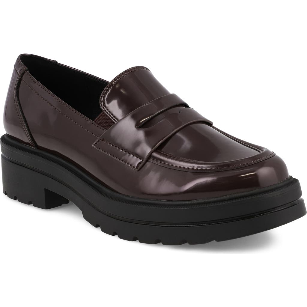 Mia Yoani Lug Sole Penny Loafer In Burgundy