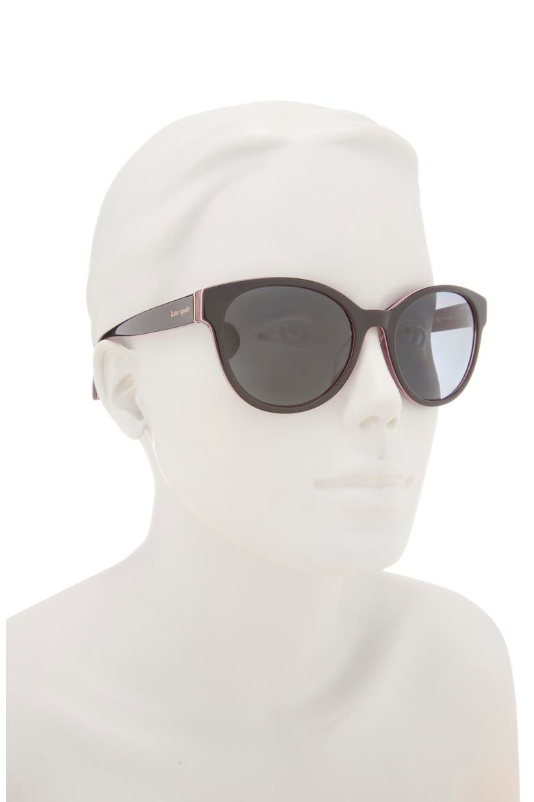 nathalie 55mm gradient round sunglasses, Alternate, color, BLACK PINK
