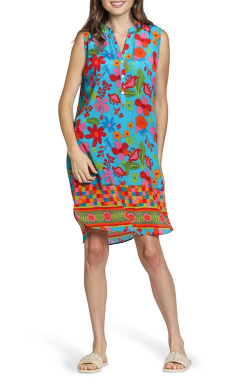 Apny Sleeveless Shift Dress In Blue Multi