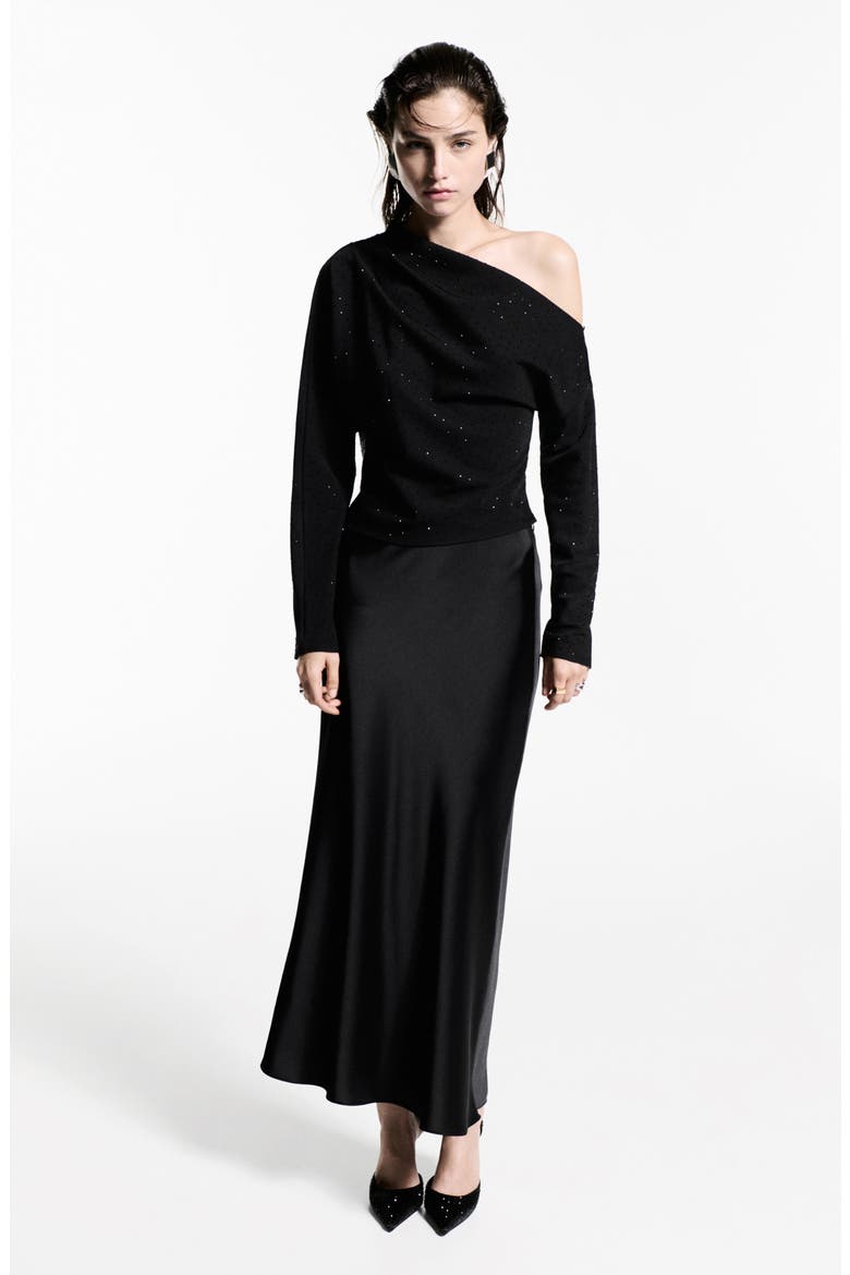 Asymmetric Sequin Shirt, Alternate, color, BLACK