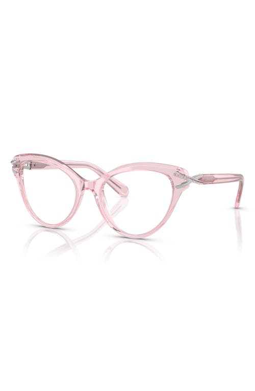 Swarovski 53mm Cat Eye Optical Glasses In Transparent Pink