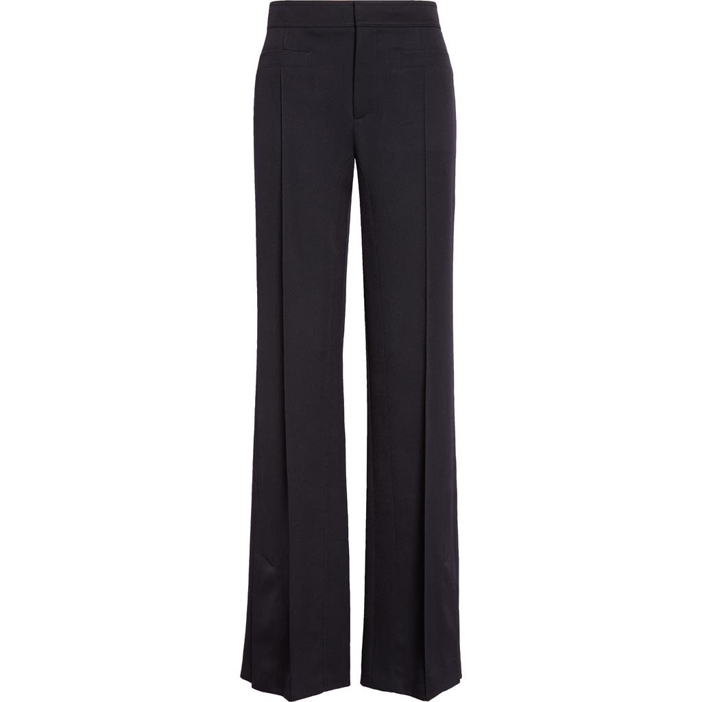 Chloé Slit Hem Virgin Wool Gabardine Tailored Pants In Blue