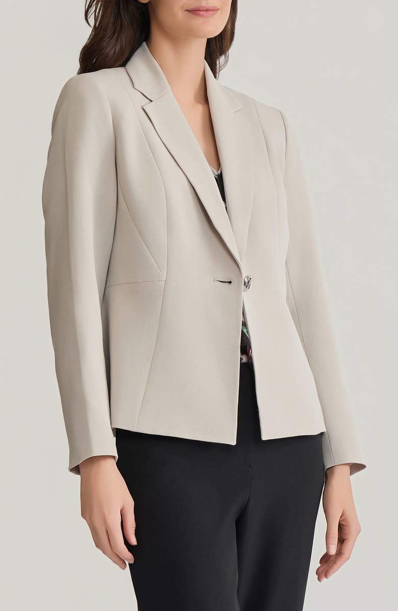 KASPER Princess Seam Crepe Blazer, Alternate, color, Summer Straw