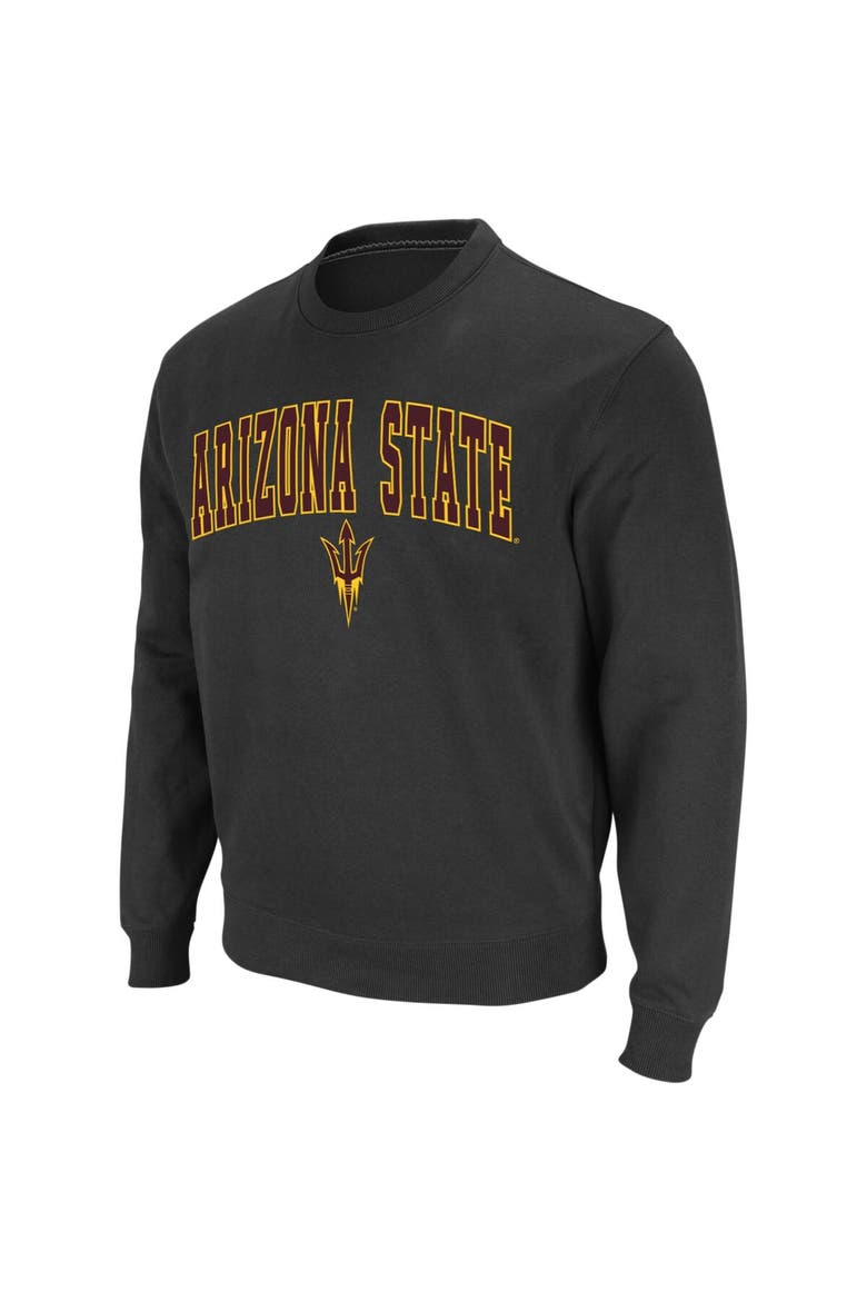Men's Colosseum Charcoal Arizona State Sun Devils Arch & Logo Crew Neck Sweatshirt, Alternate, color, Charcoal