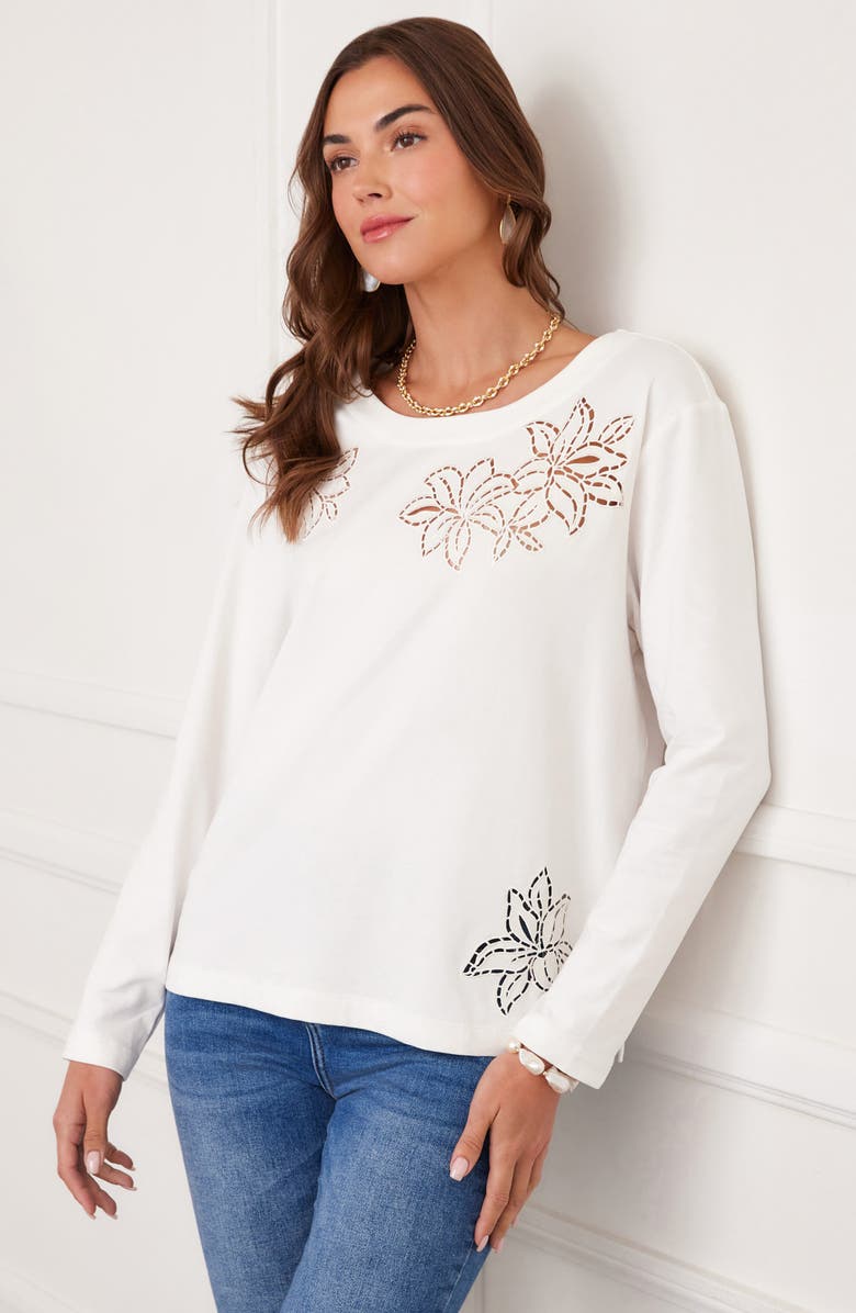 Karen Kane Embroidered Cutout Top, Alternate, color, Off White