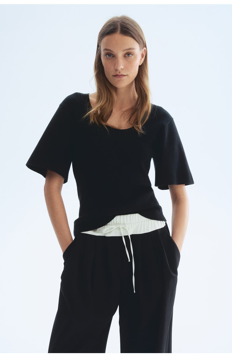 H&M Fine-knit T-shirt, Alternate, color, Black