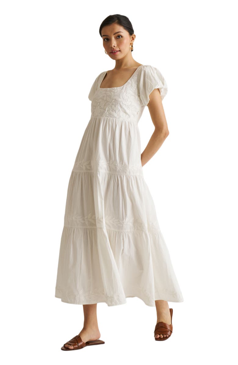 Reistor Puff Sleeve Tiered Maxi Dress Coconut White, Alternate, color, 