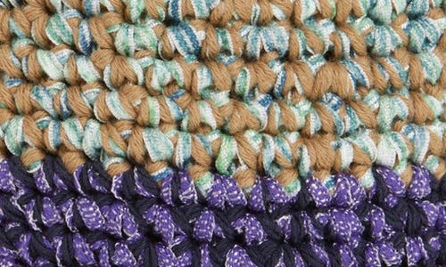 Waste Yarn Project Fanta 3 One Of A Kind Crochet Bucket Hat In Purple Multi Stripe
