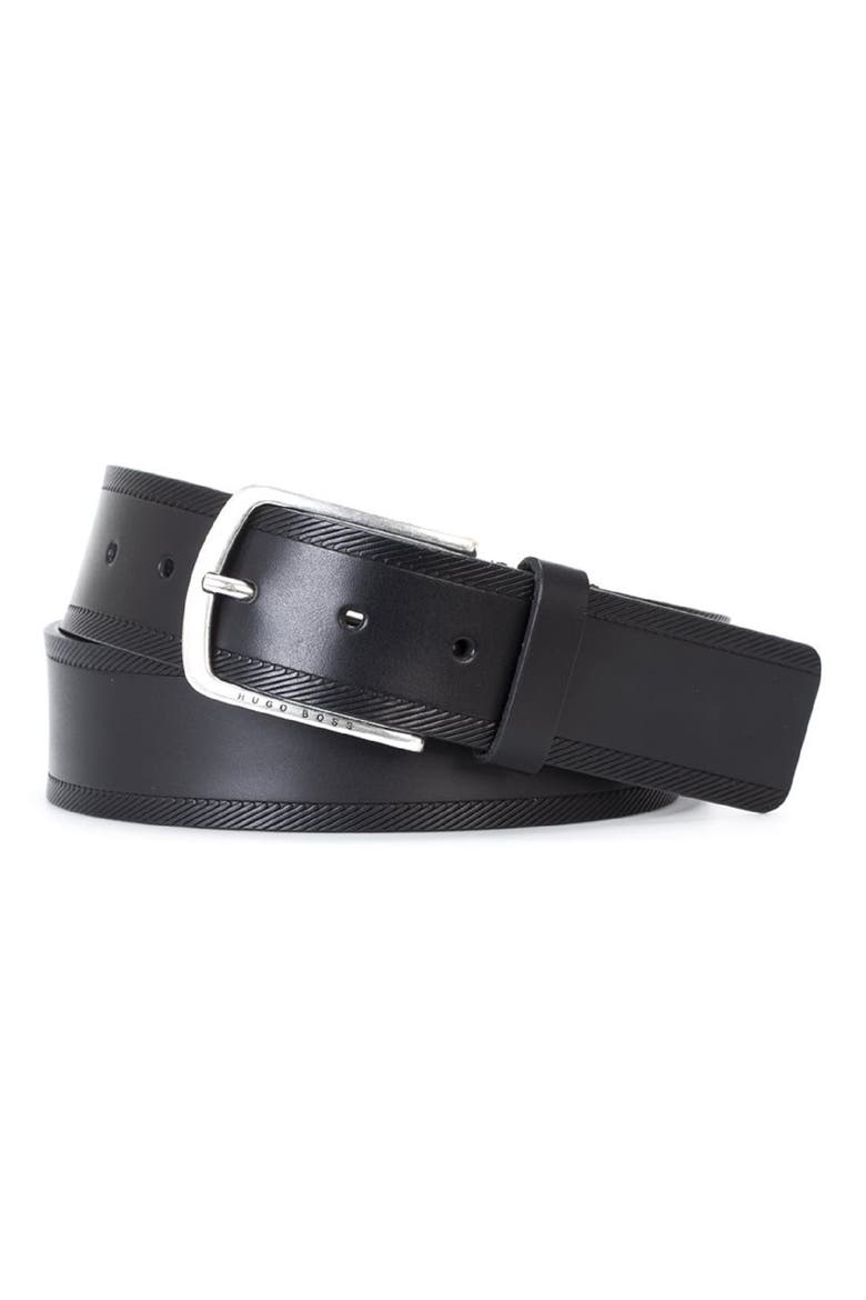 Sandery Leather Belt, Main, color, BLACK