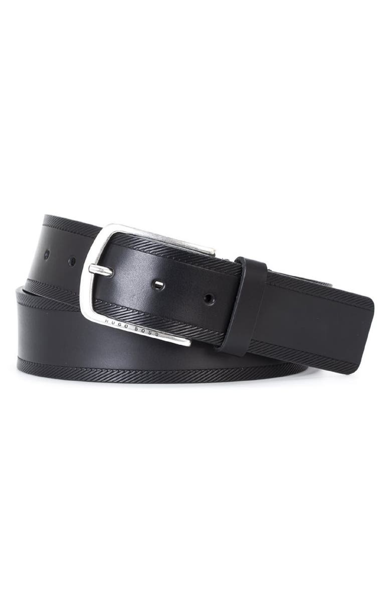 HUGO Sandery Leather Belt, Main, color, 