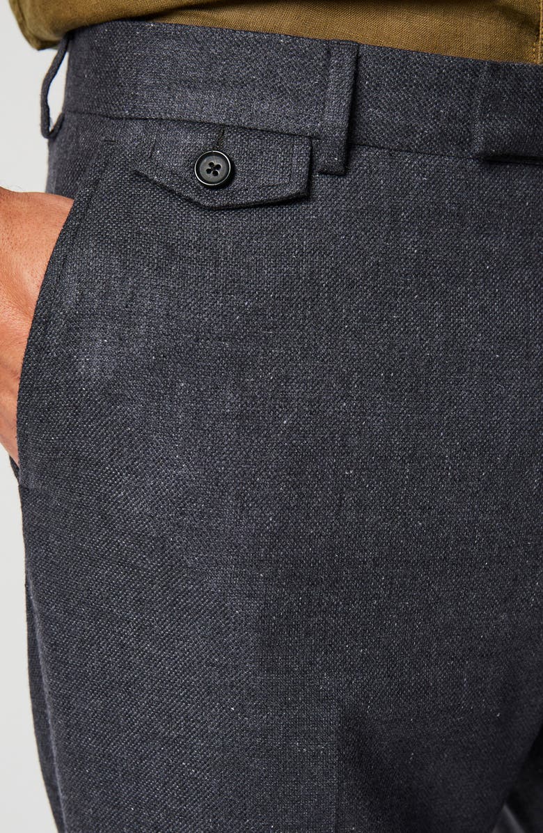 Billy Reid Flat Front Silk & Virgin Wool Dress Pants, Alternate, color, Charcoal