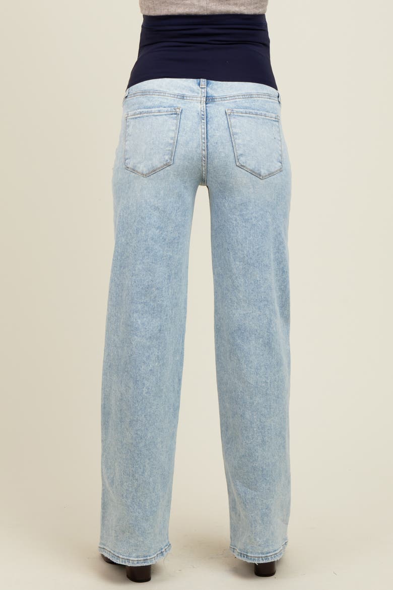 Blue Distressed Open Knee Wide Leg Maternity Jeans, Alternate, color, Light Blue