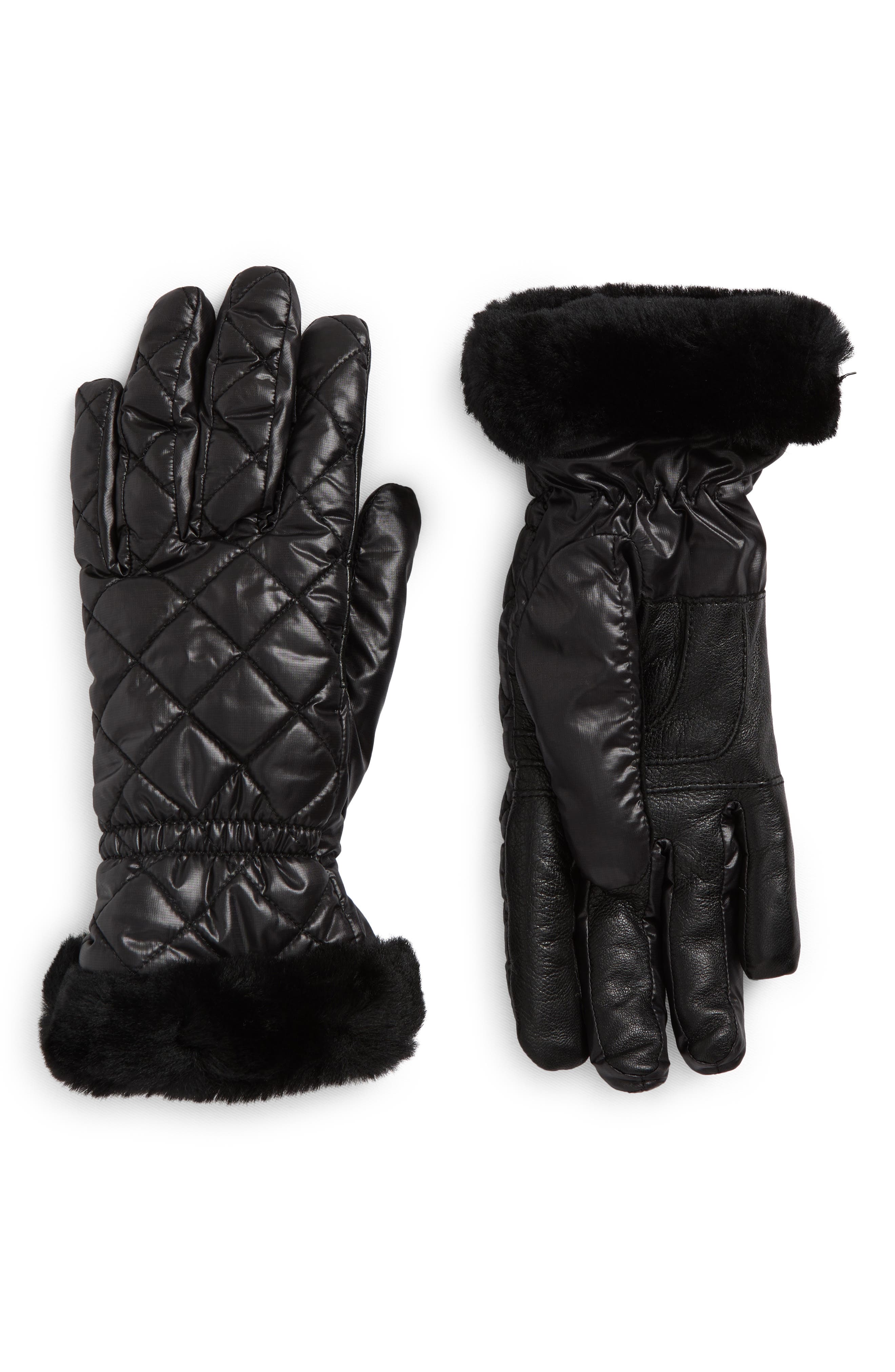 UGG® All Weather Genuine Shearling Trim Quilted Gloves