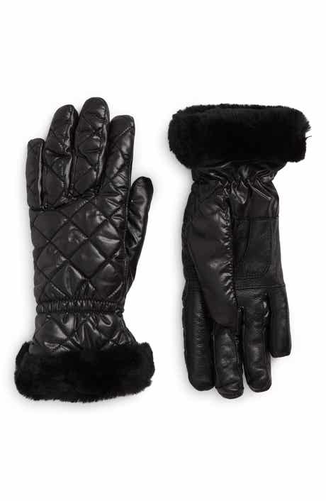 UGG® All Weather Genuine Shearling Trim Quilted Gloves