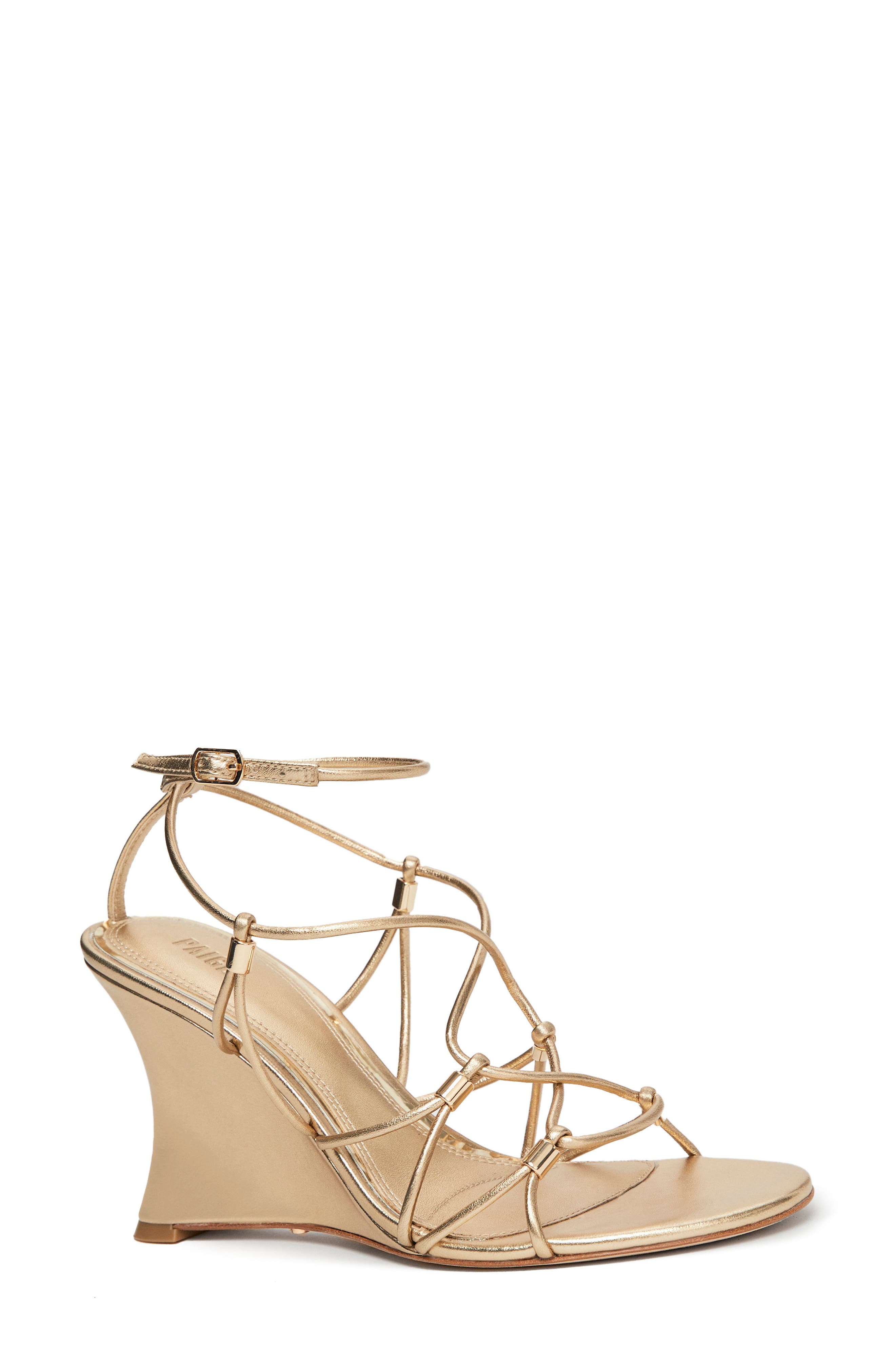 PAIGE Varya Ankle Strap Wedge Sandal, Alternate, color, Dk Gold