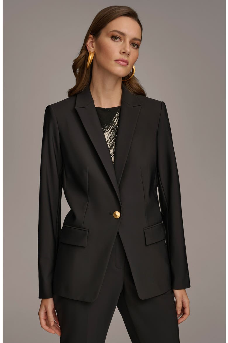 One-Button Blazer, Alternate, color, BLACK