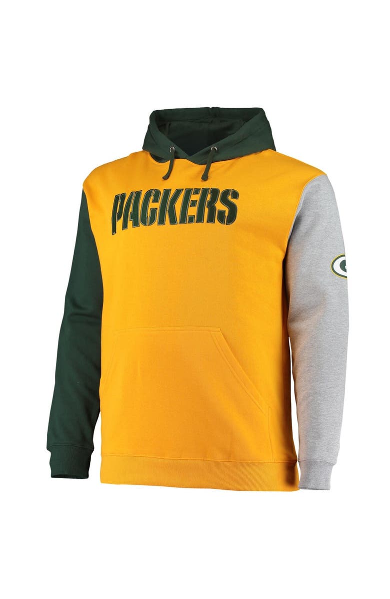 PROFILE Men's Green/Gold Green Bay Packers Big & Tall Pullover Hoodie, Alternate, color,