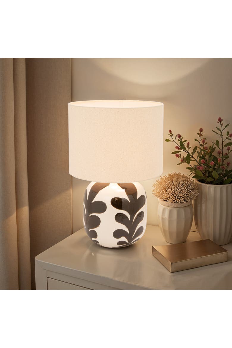 Table Lamp with Linen Shade and Inline Switch, Alternate, color, White