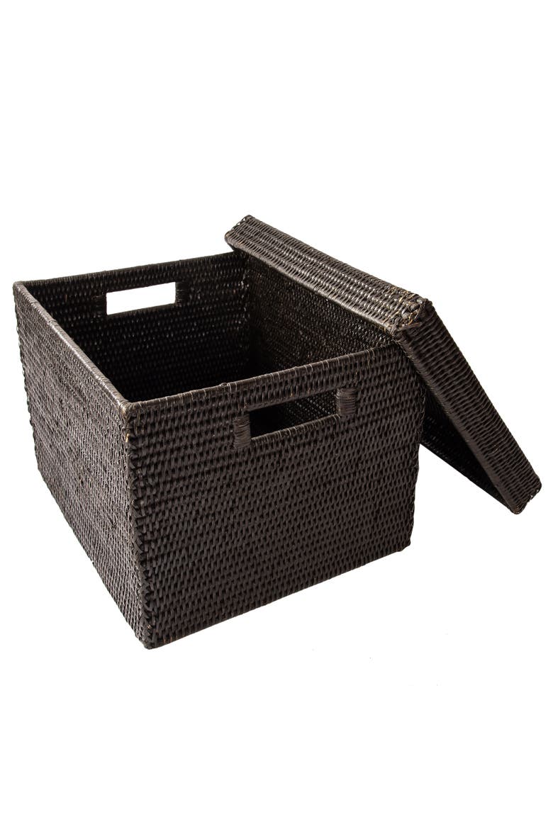 Artifacts Rattan Storage Box with Lid - Letter File, Alternate, color, Tudor Black