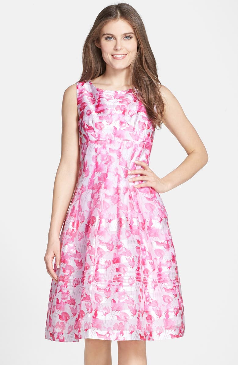 Chetta B Print Organza Fit & Flare Dress, Main, color,