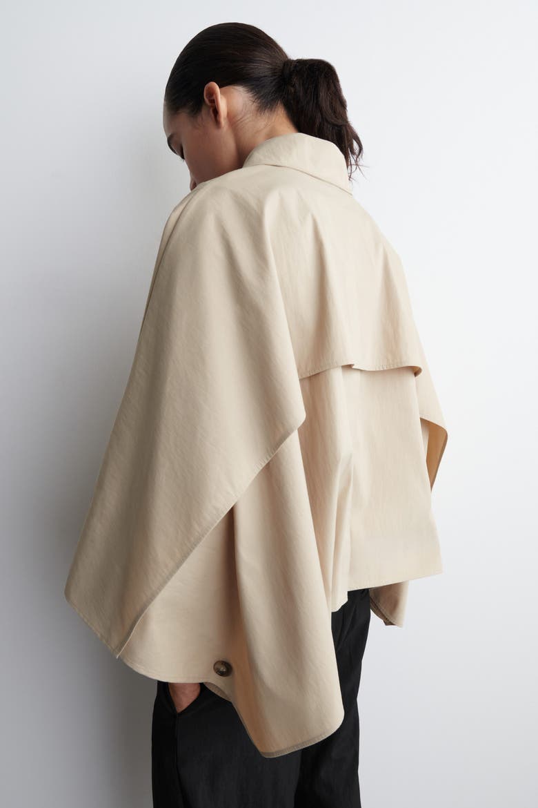 Cropped Trench Coat Cape, Alternate, color, LIGHT BEIGE