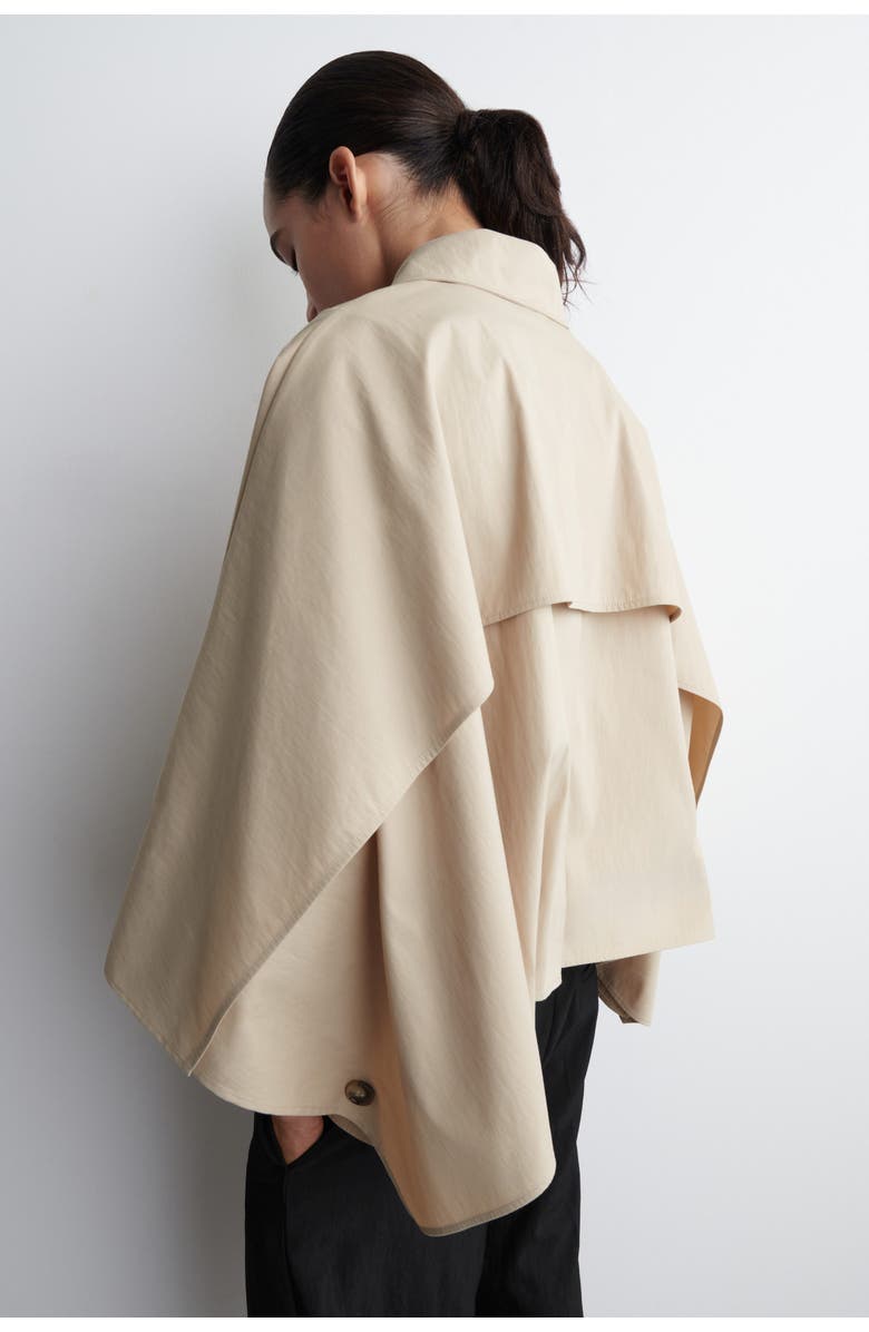 COS Cropped Trench Coat Cape, Alternate, color, Light Beige