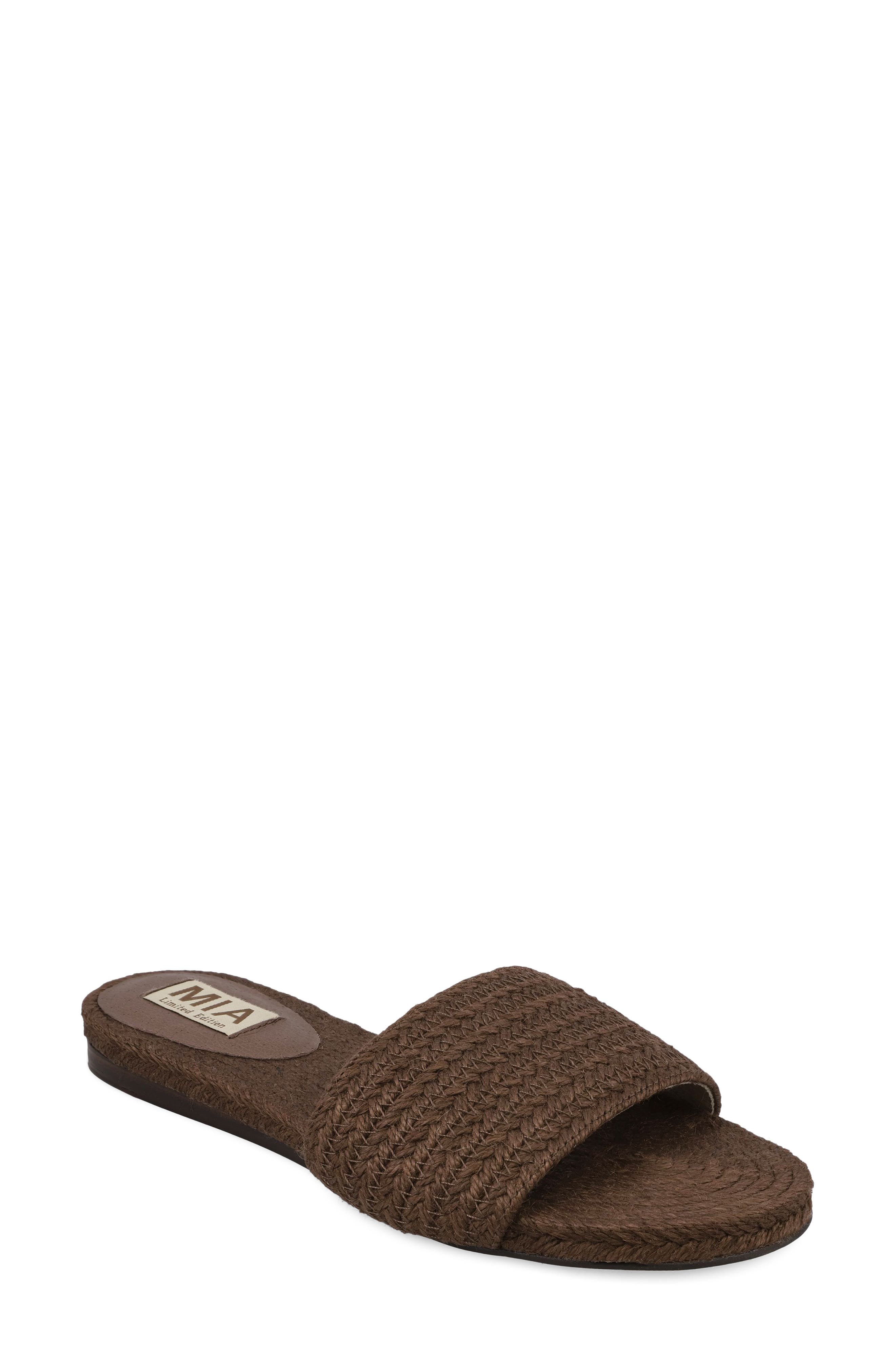 MIA Attina Slide Sandal, Main, color, Brown Jute