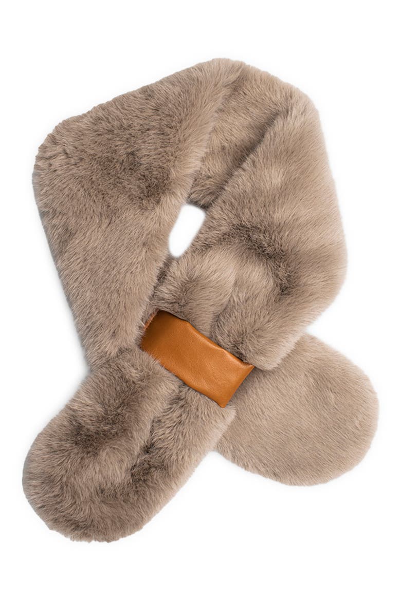 Faux Fur Collar Scarf, Main, color, TAUPE